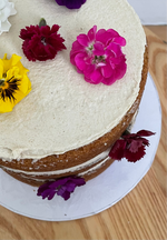 Load image into Gallery viewer, Naked Floral Cake With Vanilla Cashew Frosting
