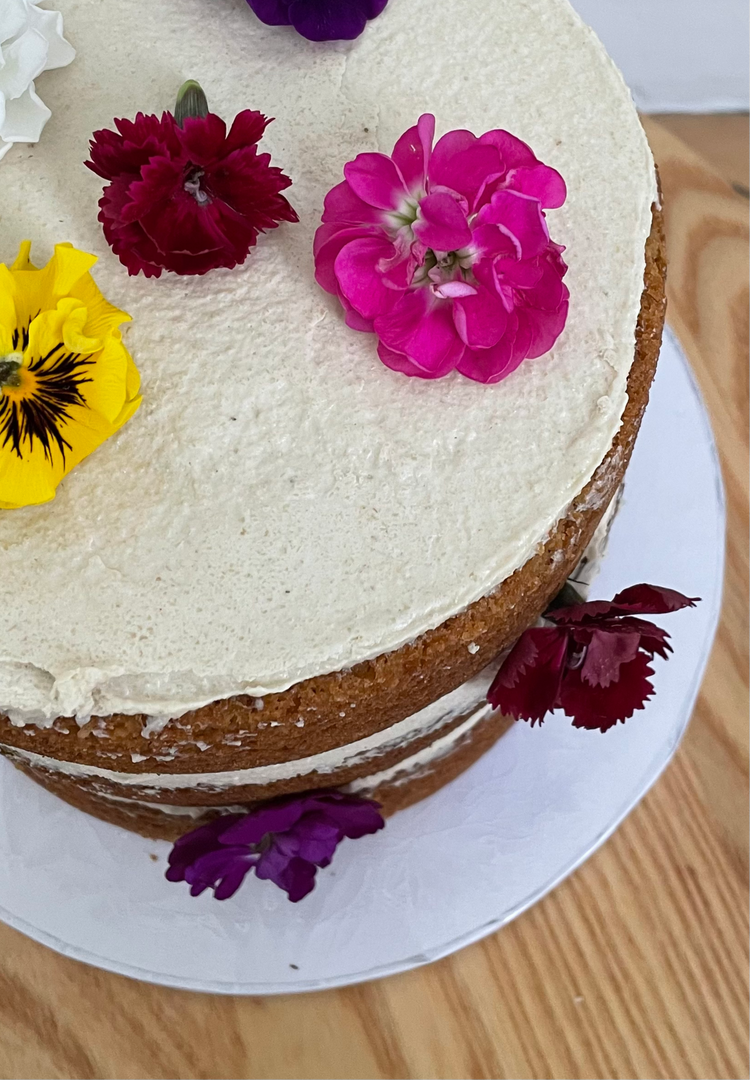 Naked Floral Cake With Vanilla Cashew Frosting